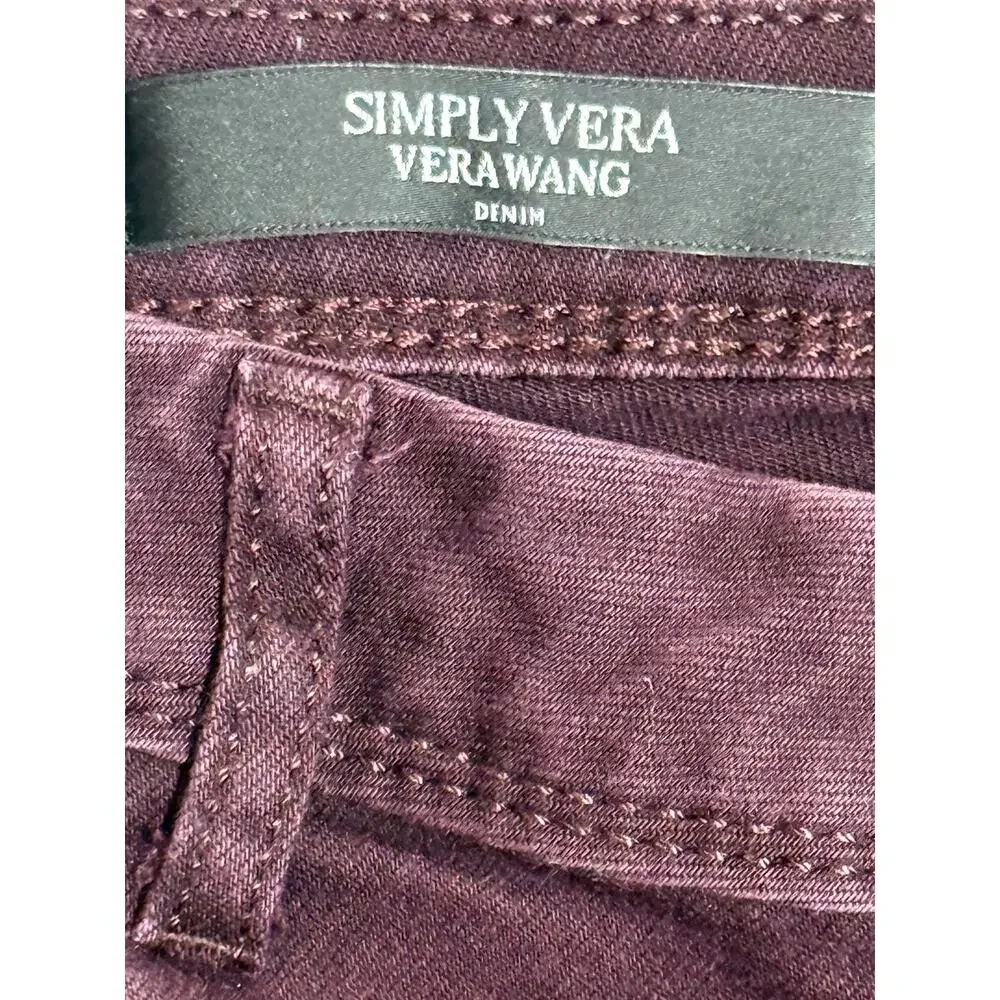 Simply Vera Wang Denim, Burgundy / Maroon Skinny Jean, Size 4